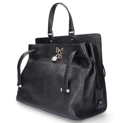 Shop Valentino Garavani Women Handbag Piper Leather Embossed Logo Black