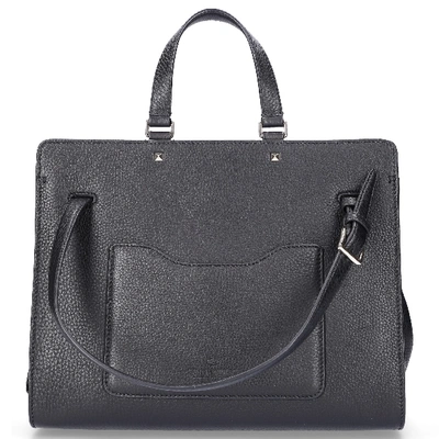 Shop Valentino Garavani Women Handbag Piper Leather Embossed Logo Black