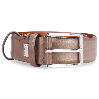 Shop Santoni Belt Leather In Grey