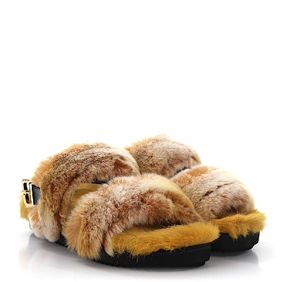 Shop Emanuela Caruso Strappy Sandals Fur Upper Beige-combo