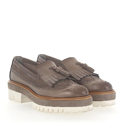 Shop Santoni Flat Shoes In Grey