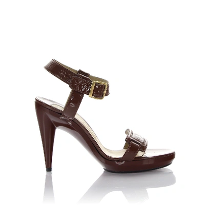 Shop Chloé Platform Sandals Logo Brown