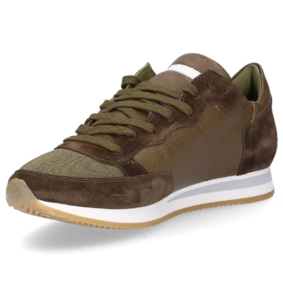 Shop Philippe Model Men Leather Sneakers Tropez In Olive