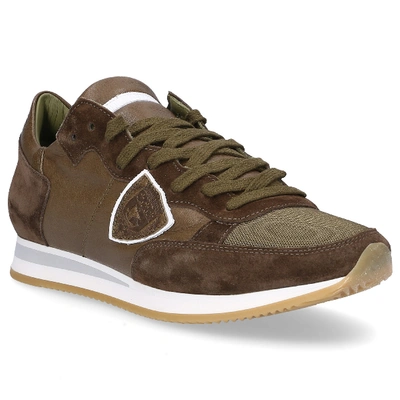Shop Philippe Model Men Leather Sneakers Tropez In Olive