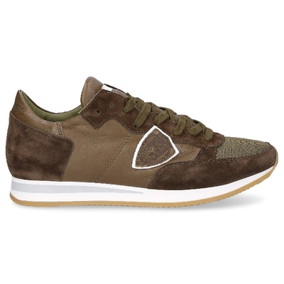 Shop Philippe Model Men Leather Sneakers Tropez In Olive