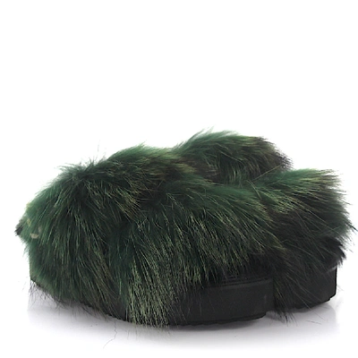 Shop Emanuela Caruso Strappy Sandals Fur Upper Green