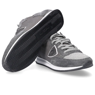 Shop Philippe Model Leather Sneakers Tropez In Grey