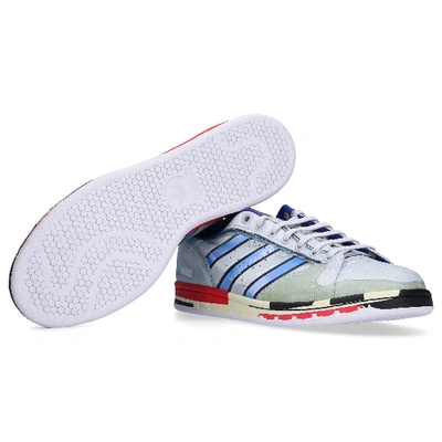 Shop Adidas Originals Kalbsleder Logo Print Blau Grau In Grey