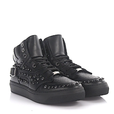 Shop Jimmy Choo Leather Sneakers Ruben Calfskin In Black