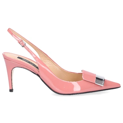 Shop Sergio Rossi Slingback Pumps Sr1 Patent Leather Logo Pink