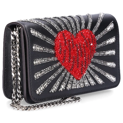 Shop Les Petit Joueurs Women Handbag Ginny Leather Pearls Black