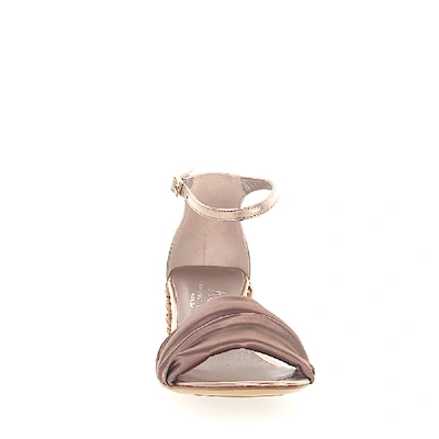 Shop Agl Attilio Giusti Leombruni Sandals D631052 Satin Bronze Leather Metallic In Beige