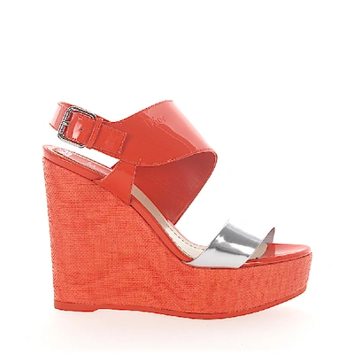 Shop Dior Platform Sandals In Silver,orange