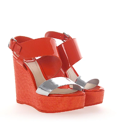 Shop Dior Platform Sandals In Silver,orange