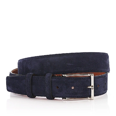 Shop Santoni Men's Belt Suede In Blue