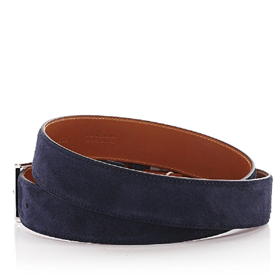 Shop Santoni Men's Belt Suede In Blue