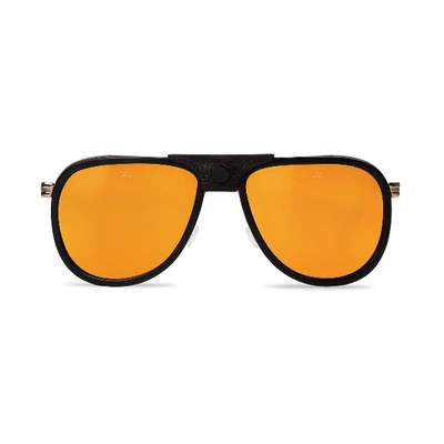 Shop Vuarnet Men Sunglasses Aviator Glacier Steel Acetate Black Gold Flash