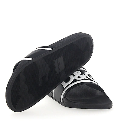 Shop Dolce & Gabbana Sandals Saint Barth Leather Black Logo