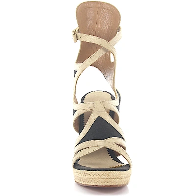 Shop Balenciaga Wedge Sandals Calfskin In Beige