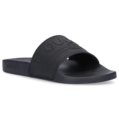 Shop Gucci Beach Sandals Gum Logo Black