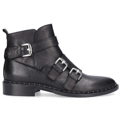 Shop Via Roma 15 Ankle Boots Saint Barth Calfskin Rivets Black