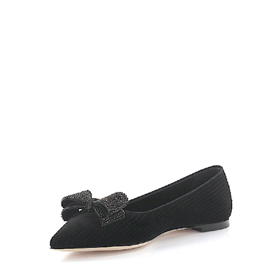 Shop Giuseppe Zanotti Ballet Pumps Velvet Ribbon Swarovski Black