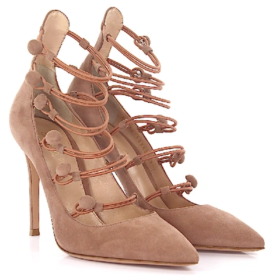 Shop Gianvito Rossi Pumps Marquis Suede In Beige