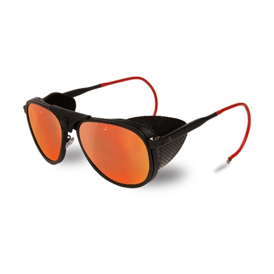 Shop Vuarnet Men Sunglasses Aviator Glacier1957 Steel Acetate Black Matte Red