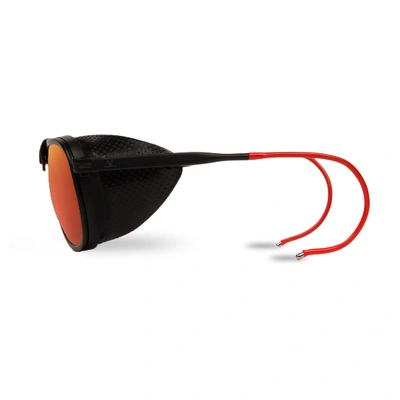 Shop Vuarnet Men Sunglasses Aviator Glacier1957 Steel Acetate Black Matte Red