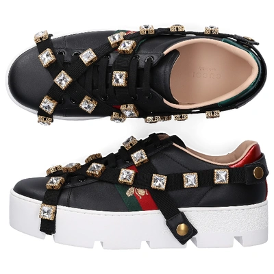 Shop Gucci Low-top Sneakers New Ace Sneaker In Black