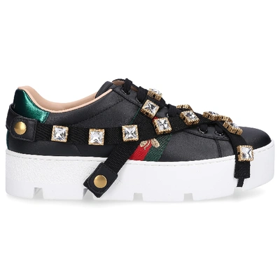 Shop Gucci Low-top Sneakers New Ace Sneaker In Black