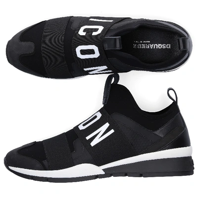 Shop Dsquared2 Leather Sneakers Runner In Black