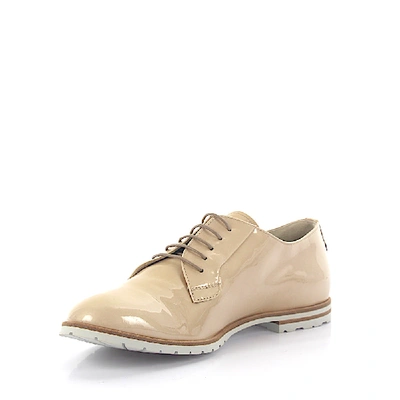 Shop Agl Attilio Giusti Leombruni Lace Up Shoes D721011 Patent Leather In Beige
