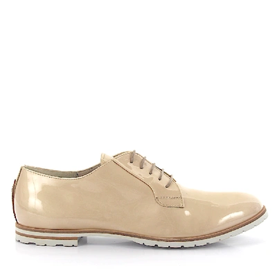 Shop Agl Attilio Giusti Leombruni Lace Up Shoes D721011 Patent Leather In Beige