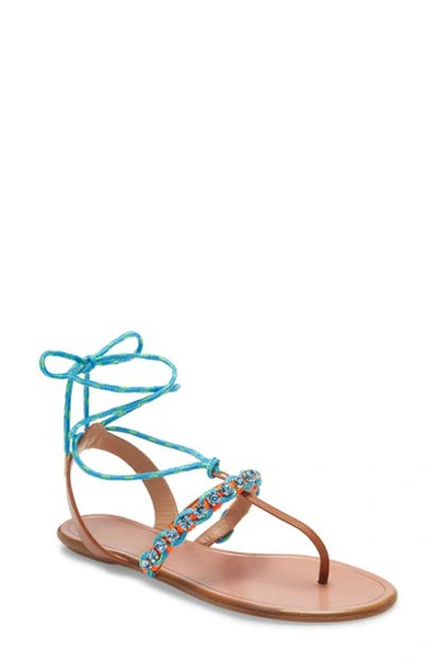 Shop Aquazzura Aquazurra Braided Surf Lace-up Sandal In Multi Neon