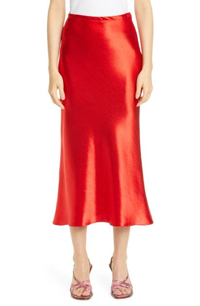 Shop Sies Marjan Satin Midi Skirt In Red Lipstick