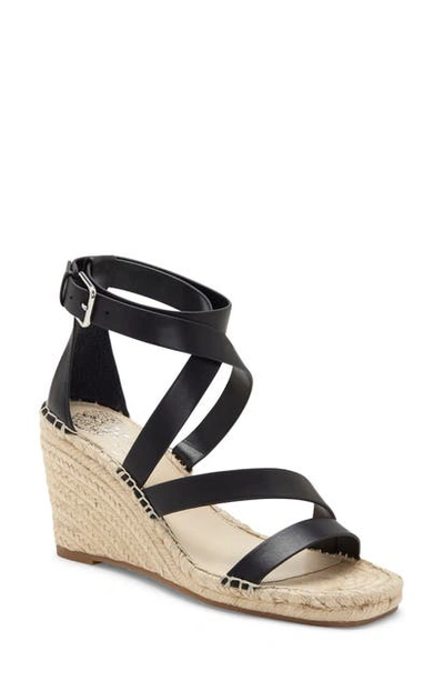 Shop Vince Camuto Mesteria Ankle Strap Espadrille Wedge Sandal In Black Leather
