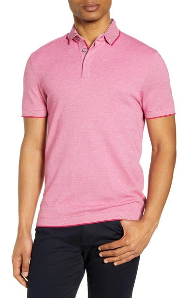 Shop Ted Baker Lateone Slim Fit Short Sleeve Polo In Pink