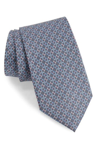 Shop Ferragamo Luther Gancini Pattern Silk Tie In Grigio