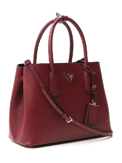 Shop Prada Logo Tote Bag In Red