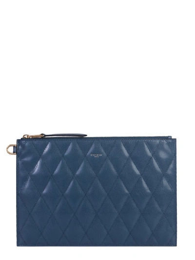 Shop Givenchy Gv3 Quilted Clutch Bag In Blue