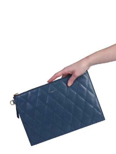 Shop Givenchy Gv3 Quilted Clutch Bag In Blue