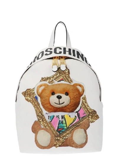 Shop Moschino Teddy Printed Backpack In White