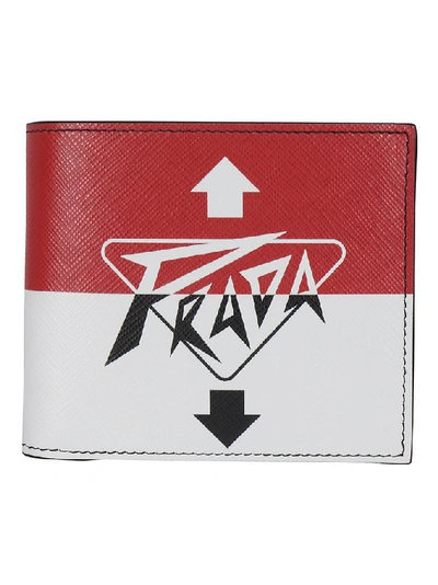 Shop Prada Logo Printed Bifold Wallet In Multi