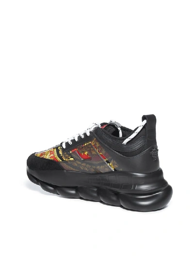 Shop Versace Chain Reaction Chunky Sole Sneakers In Black