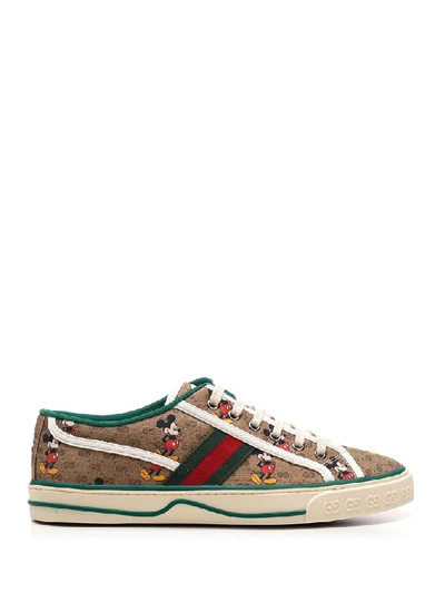 Shop Gucci X Disney Tennis 1977 Sneakers In Beige