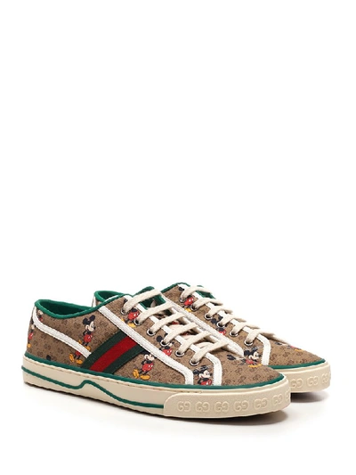 Shop Gucci X Disney Tennis 1977 Sneakers In Beige