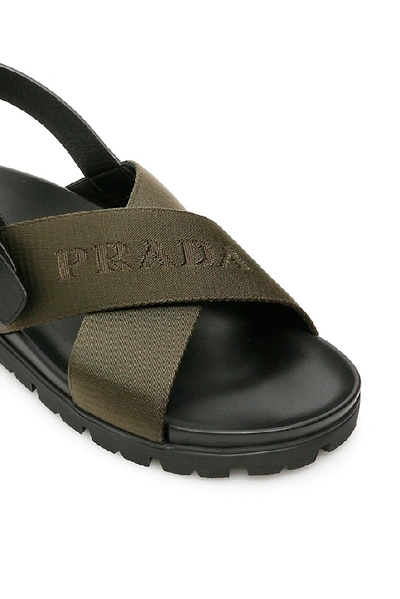 Shop Prada Logo Crossover Sandals In Multi