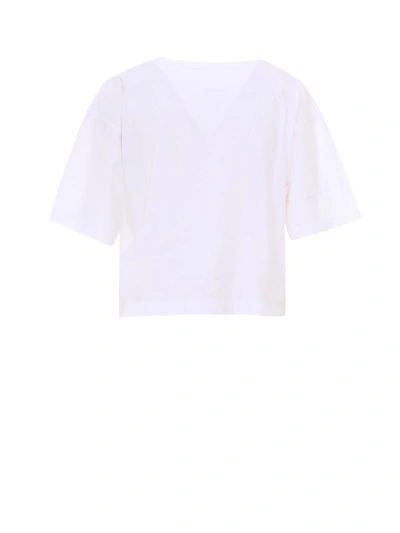 Shop Mm6 Maison Margiela Logo Printed Cropped Top In White