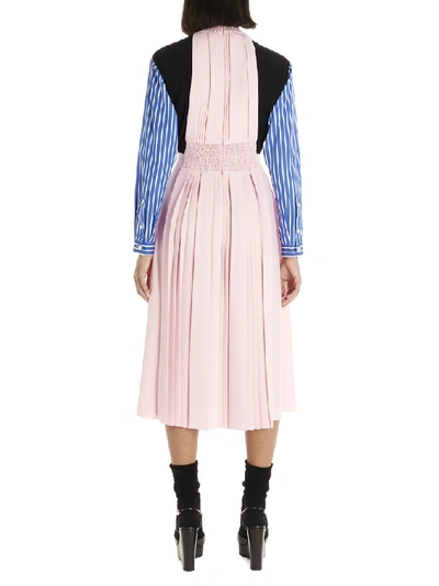 Shop Prada Pleated Patchwork Midi Dress In Multi